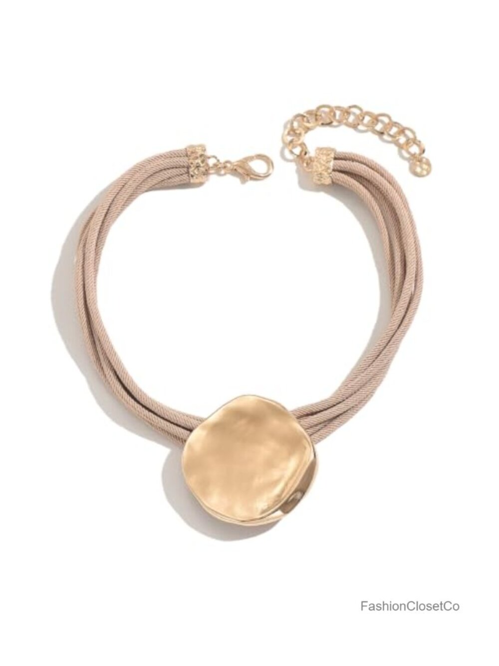 Adjustable Cord Choker Necklace Gold Accent Minimalist Rope Short Necklace